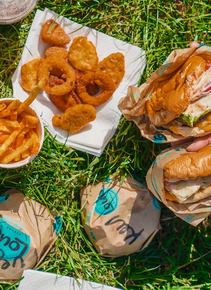 Louis Burger spread shared outdoors