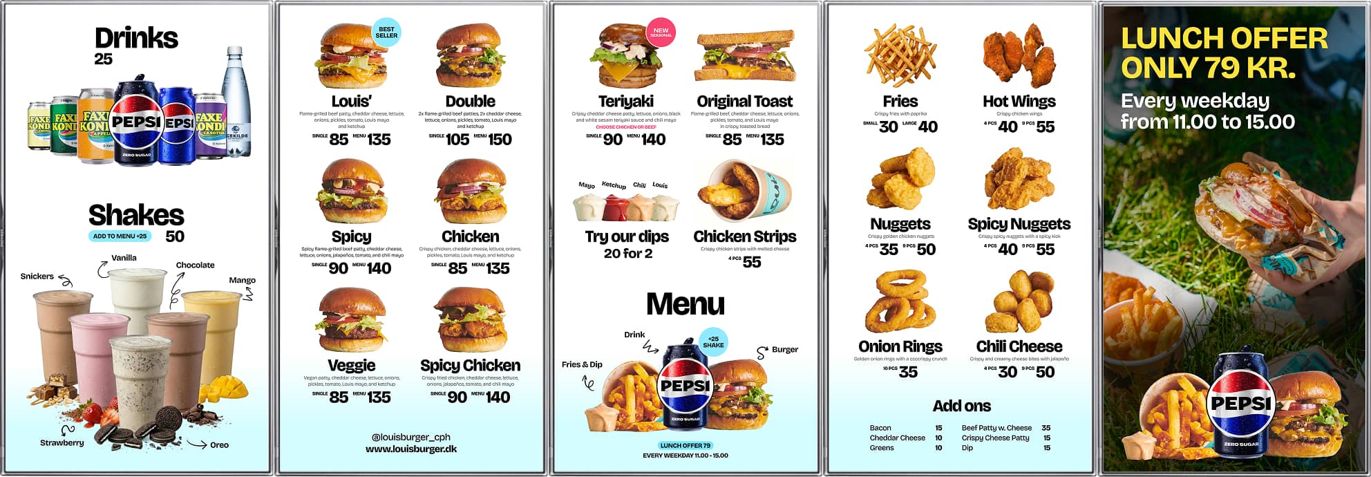 Louis Burger in-store digital menu board