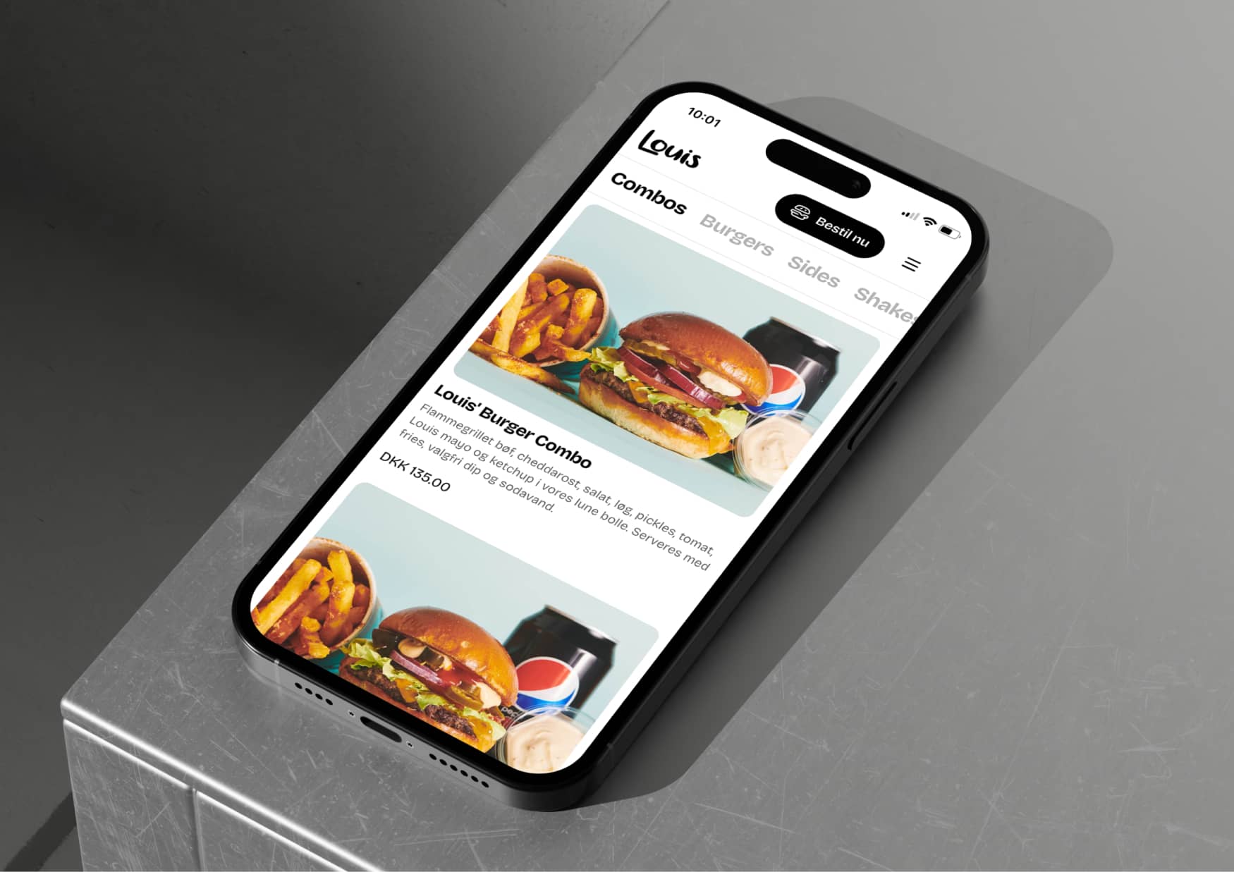 Louis Burger mobile site mockup 4